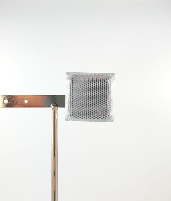 BO Francine Bramli clip carré d'oreille miroir cristal nid d'abeille argenté