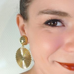 BO Francine Bramli clip métal doré moyen modèle gravure