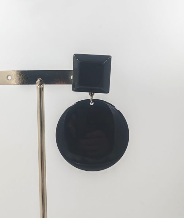 BO Francine Bramli clip rond carré noir pendante