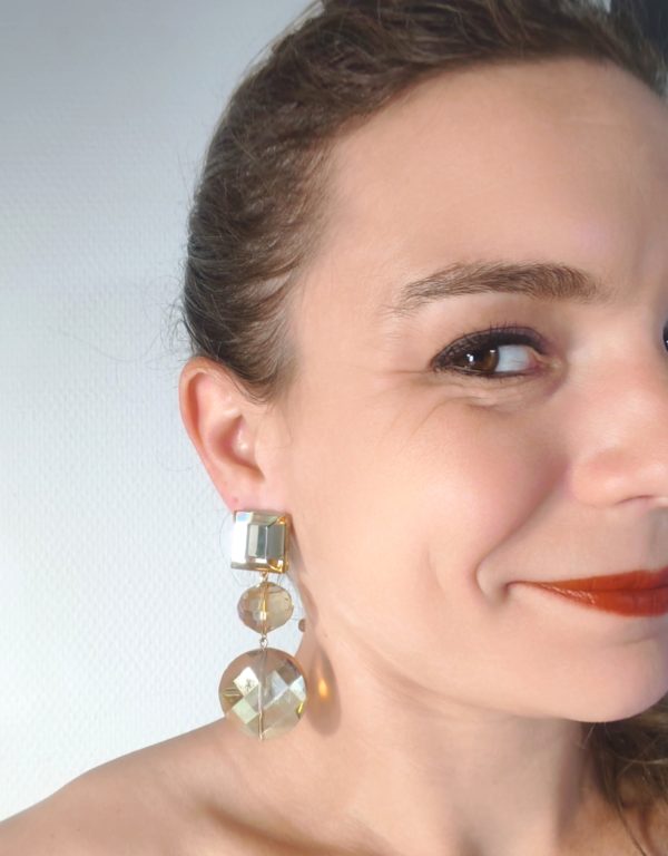 BO Francine Bramli clip perles cristal et miroir