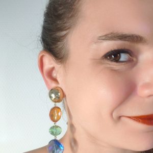 BO clip Francine Bramli cristaux multi couleurs et doré
