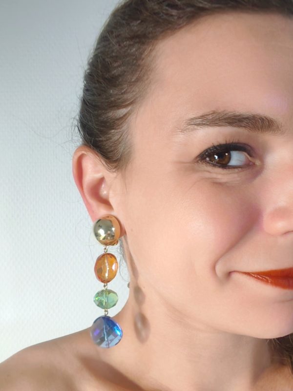 BO clip Francine Bramli cristaux multi couleurs et doré