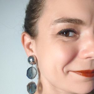 BO clip Francine Bramli cristaux marines et argent