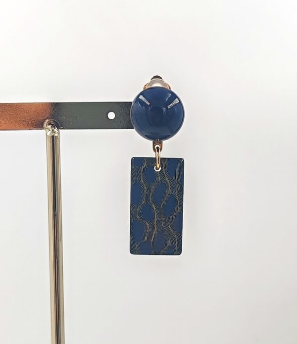 BO clip Francine Bramli rectangle bleu marine marbré doré