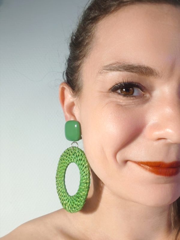 BO Francine Bramli clip vert raphia créole