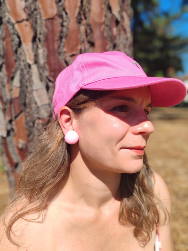 BO Francine Bramli clip rose bonbon rond bouton d'oreille