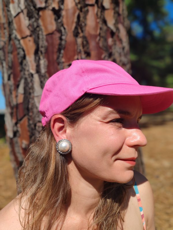 BO Francine Bramli clip nacre ronde tresse argentée bouton d'oreille