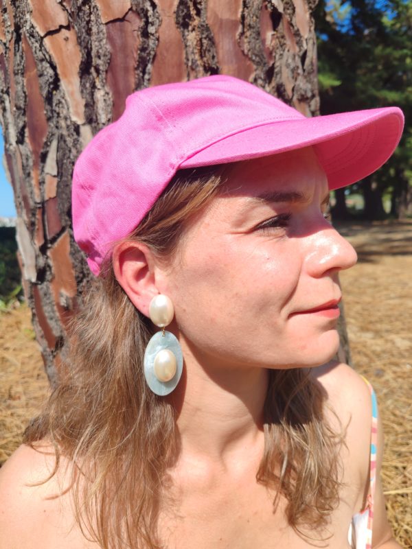 BO Francine Bramli clip nacre marbré bleu ciel