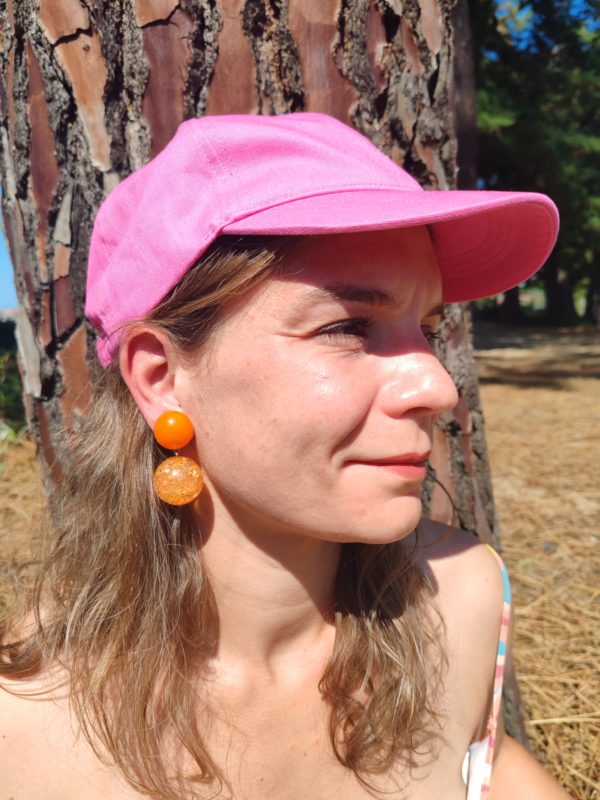BO Francine Bramli clip perles orange givré