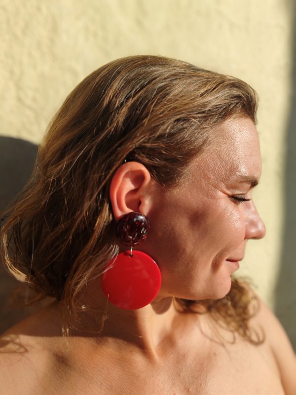 BO Francine Bramli clip disque rouge bouton marbré