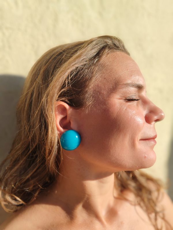BO Francine bramli clip turquoise bouton d'oreille