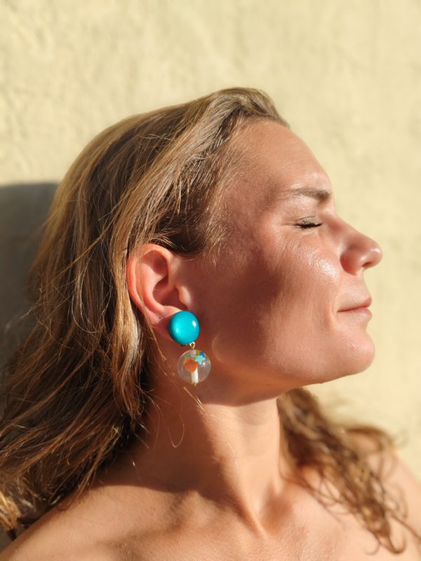 BO Francine Bramlli clip turquoise et perle transparente couleurs