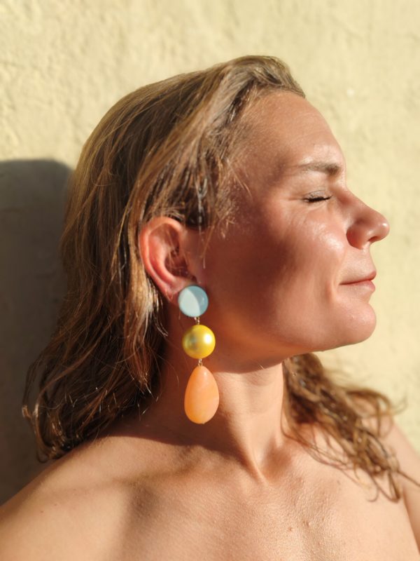 BO Francine Bramli clip pastels bleu orange jaune et doré