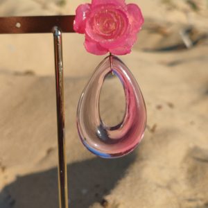 BO Francine Bramli clip créole goutte fleur rose