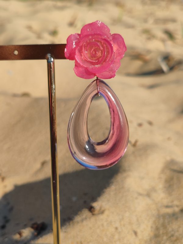 BO Francine Bramli clip créole goutte fleur rose