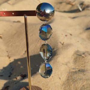 BO Francine Bramli clip perles cristal de verre bleues