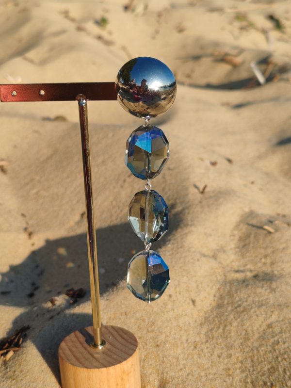 BO Francine Bramli clip perles cristal de verre bleues