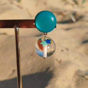 BO Francine Bramlli clip turquoise et perle transparente