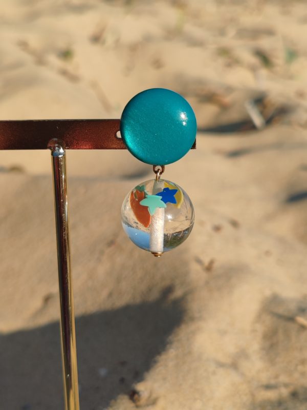 BO Francine Bramlli clip turquoise et perle transparente