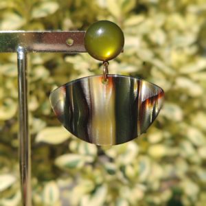 BO percées Francine Bramli petite Luna onyx marbré beige et marron