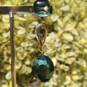 BO Clip Francine Bramli cristal et bouton kaki avec doré